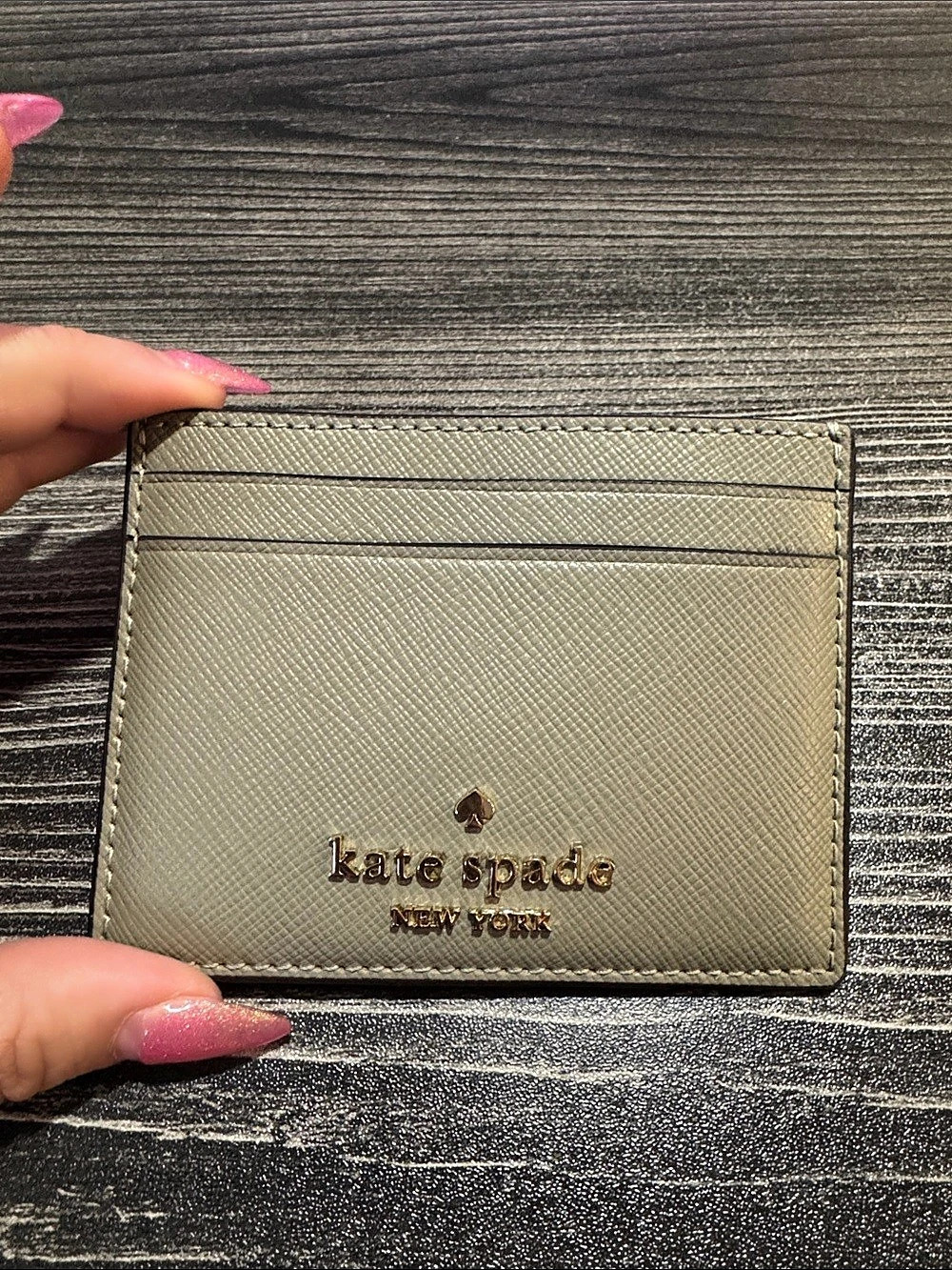 Kate spade Saffiano Card Holder in Olive Green